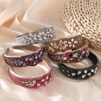 Hair Bands, Cloth, with Sponge, handmade, for woman & with rhinestone 48mm 