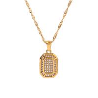 Cubic Zirconia Stainless Steel Necklace, 304 Stainless Steel, with 5cm extender chain, Vacuum Ion Plating, fashion jewelry & micro pave cubic zirconia & for woman, golden cm 