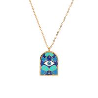 Evil Eye Jewelry Necklace, 304 Stainless Steel, with 5cm extender chain, Vacuum Ion Plating, fashion jewelry & evil eye pattern & for woman & enamel, multi-colored cm 