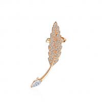 Earring Cuff and Wraps, Brass, Leaf, plated, fashion jewelry & micro pave cubic zirconia & for woman 40mm 