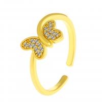 Rhinestone Brass Finger Ring, Butterfly, plated, fashion jewelry & for woman & with rhinestone 17mm 
