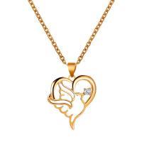 Rhinestone Zinc Alloy Necklace, with 5cm extender chain, Heart, plated, fashion jewelry & for woman & with rhinestone, golden, 27mm cm 