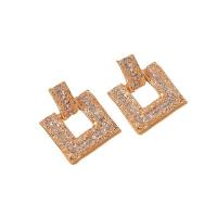 Zinc Alloy Rhinestone Drop Earring, Square, plated, fashion jewelry & for woman & with rhinestone 