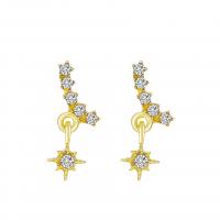 Zinc Alloy Rhinestone Drop Earring, gold color plated, fashion jewelry & for woman & with rhinestone, golden, 14mm 