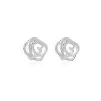Zinc Alloy Stud Earring, Rose, silver color plated, fashion jewelry & for woman, silver color, 5mm 