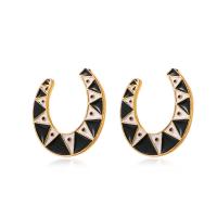 Enamel Zinc Alloy Stud Earring, gold color plated, fashion jewelry & for woman, two different colored 