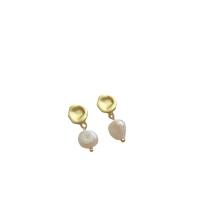 Freshwater Pearl Brass Earring, with Freshwater Pearl, gold color plated, fashion jewelry & for woman, two different colored 