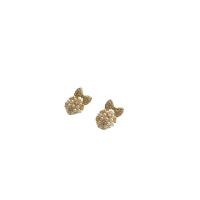 Cubic Zirconia Micro Pave Brass Earring, with ABS Plastic Pearl, Bowknot, gold color plated, fashion jewelry & micro pave cubic zirconia & for woman, two different colored 