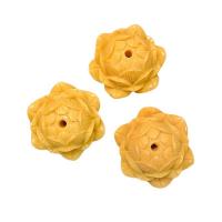 DIY buddhistische Perlen, Harz, Blume, geschnitzt, gelb, 35x26mm, ca. 50PCs/Tasche, verkauft von Tasche
