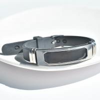 Силиконовые браслеты ювелирных изделий, Силикон, с титан, плакирован серебром, Женский, серебряный, длина:8.66 дюймовый, продается PC
