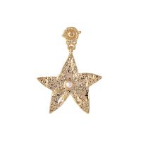 Plastic Pearl Zinc Alloy Earring, with Plastic Pearl, Star, real gold plated, for woman, golden 