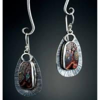 Zinc Alloy Drop Earring, with Lampwork, antique silver color plated, folk style & for woman 