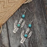 Turquoise Zinc Alloy Earring, with turquoise, Opuntia Stricta, antique silver color plated, for woman 