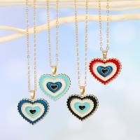 Zinc Alloy Sweater Chain Necklace, with 5cm extender chain, Heart, gold color plated, fashion jewelry & for woman & enamel 25mm cm 