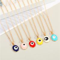 Evil Eye Jewelry Necklace, Zinc Alloy, with Resin, with 5cm extender chain, Oval, gold color plated, fashion jewelry & evil eye pattern & for woman cm 