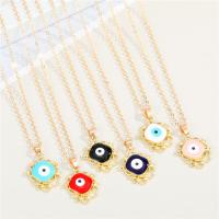Evil Eye Jewelry Necklace, Zinc Alloy, with 5cm extender chain, Flower, gold color plated, fashion jewelry & evil eye pattern & for woman & enamel cm 