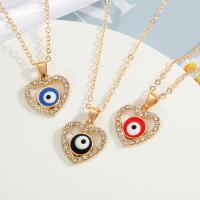 Evil Eye Jewelry Necklace, Zinc Alloy, with 5cm extender chain, Heart, gold color plated, fashion jewelry & evil eye pattern & for woman & enamel & with rhinestone cm 