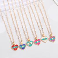 Evil Eye Jewelry Necklace, Zinc Alloy, with 5cm extender chain, Heart, gold color plated, fashion jewelry & evil eye pattern & for woman & enamel 15mm cm 