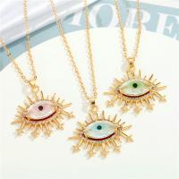 Evil Eye Jewelry Necklace, Zinc Alloy, with 5cm extender chain, gold color plated, fashion jewelry & for woman & with rhinestone 30mm cm 