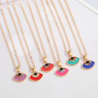 Evil Eye Jewelry Necklace, Zinc Alloy, with 5cm extender chain, gold color plated, fashion jewelry & for woman & enamel & with rhinestone 15mm cm 