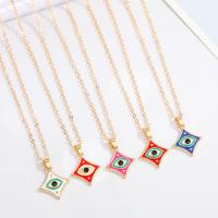 Evil Eye Jewelry Necklace, Zinc Alloy, with 5cm extender chain, Rhombus, gold color plated, fashion jewelry & evil eye pattern & for woman & enamel cm 
