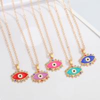 Evil Eye Jewelry Necklace, Zinc Alloy, with 5cm extender chain, gold color plated, fashion jewelry & for woman & enamel & with rhinestone 20mm cm 