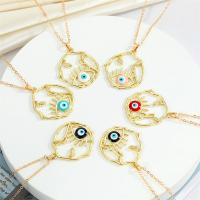 Evil Eye Schmuck Halskette, Zinklegierung, mit Verlängerungskettchen von 5cm, goldfarben plattiert, Modeschmuck & böser Blick- Muster & für Frau & Emaille, keine, Länge:50 cm, verkauft von PC