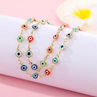 Evil Eye Jewelry Necklace, Zinc Alloy, bracelet & necklace, gold color plated, fashion jewelry & evil eye pattern & for woman & enamel, multi-colored 
