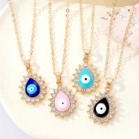 Evil Eye Jewelry Necklace, Zinc Alloy, with 5cm extender chain, Teardrop, gold color plated, fashion jewelry & evil eye pattern & for woman & enamel & with rhinestone cm 