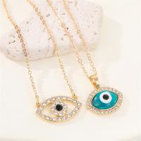 Evil Eye Jewelry Necklace, Zinc Alloy, with Resin, with 5cm extender chain, gold color plated, fashion jewelry & for woman & with rhinestone cm 