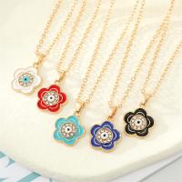 Evil Eye Jewelry Necklace, Zinc Alloy, with 5cm extender chain, Flower, gold color plated, fashion jewelry & for woman & enamel & with rhinestone cm 