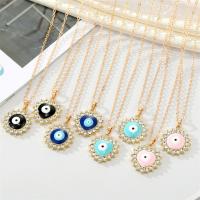 Evil Eye Jewelry Necklace, Zinc Alloy, with 5cm extender chain, gold color plated, fashion jewelry & evil eye pattern & for woman & enamel & with rhinestone cm 
