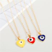 Evil Eye Jewelry Necklace, Zinc Alloy, with 5cm extender chain, Heart, gold color plated, fashion jewelry & evil eye pattern & for woman & enamel cm 