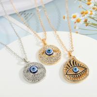 Evil Eye Jewelry Necklace, Zinc Alloy, with Resin, with 5cm extender chain, plated, fashion jewelry & evil eye pattern & for woman & with rhinestone cm 