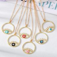 Evil Eye Jewelry Necklace, Zinc Alloy, with 5cm extender chain, Flat Round, gold color plated, fashion jewelry & evil eye pattern & for woman & enamel cm 