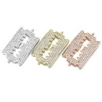 Cubic Zirconia Micro Pave Brass Connector, Razor Blade, plated, micro pave cubic zirconia 