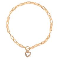Rhinestone Zinc Alloy Necklace, Heart, gold color plated, for woman & with rhinestone & hollow Approx 17.3 Inch 