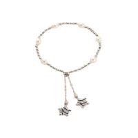 Zinc bracelets en strass en alliage , alliage de zinc, avec perle de plastique, étoile, Placage de couleur argentée, pour femme & avec strass, 65mm, Vendu par PC