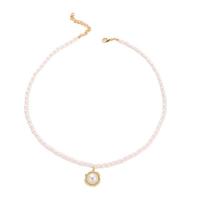 Plastic Pearl Necklace, with Zinc Alloy, Round, gold color plated, fashion jewelry & for woman Approx 16.1 Inch 