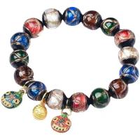 Glass Jewelry Beads Bracelets, Glass Beads, with Zinc Alloy, Unisex multi-colored Approx 6.5-8 Inch 