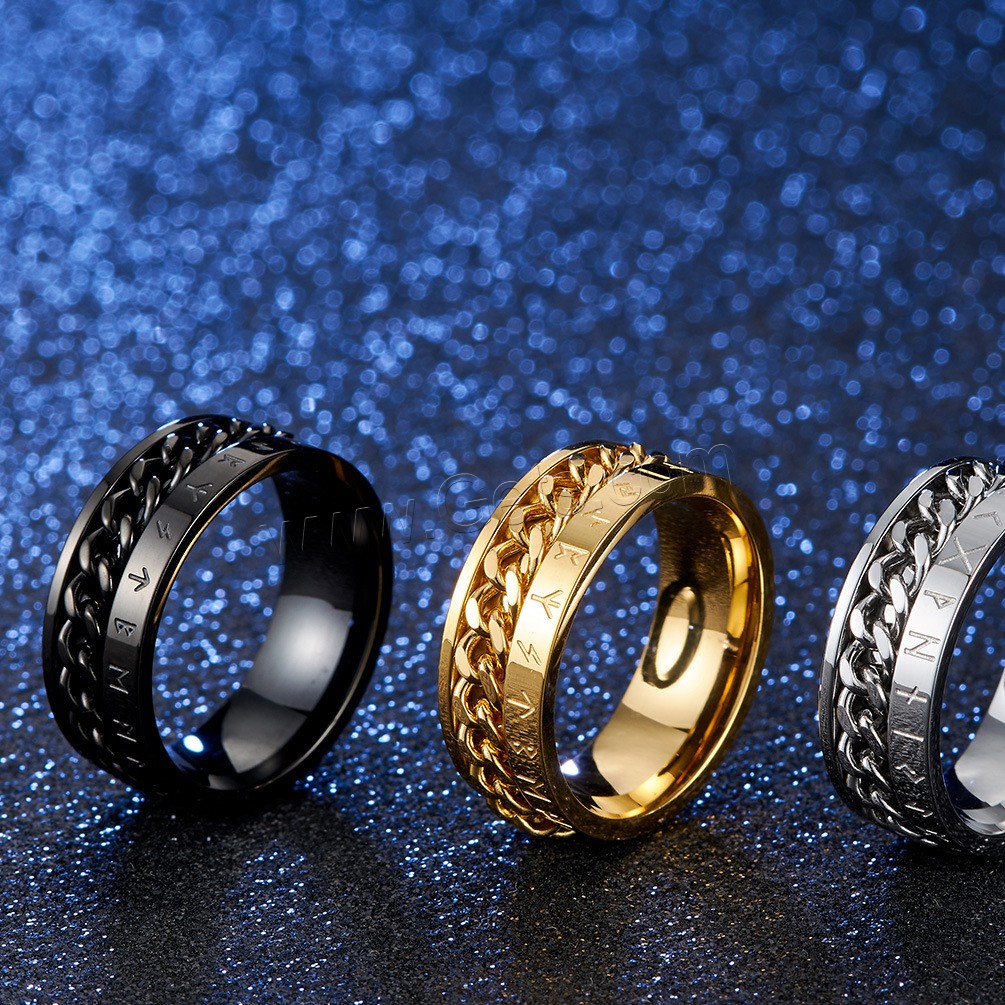 Titanium Steel Finger Ring, Vacuum Plating, different size for choice & for man, more colors for choice, Sold By PC