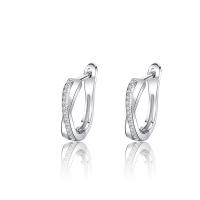 Thailand Sterling Silver Huggie Hoop Earring, silver color plated, micro pave cubic zirconia & for woman, 10mm 