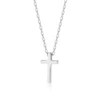 Thailand Sterling Silver Necklace, Cross, plated, for woman Approx 15.75 Inch 
