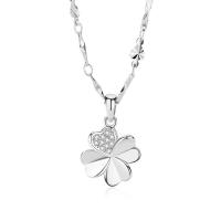 Thailand Sterling Silver Pendants, Four Leaf Clover, plated, micro pave cubic zirconia & for woman 
