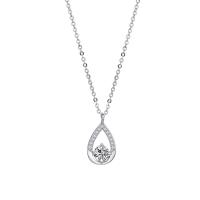 Thailand Sterling Silver Necklace, Teardrop, silver color plated, micro pave cubic zirconia & for woman & hollow Approx 15.75 Inch 