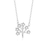 Thailand Sterling Silver Necklace, Tree, plated, for woman & with rhinestone Approx 15.75 Inch 