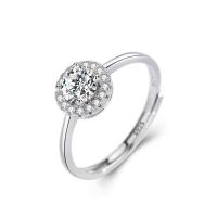 Thailand Sterling Silver Finger Ring, silver color plated, Adjustable & micro pave cubic zirconia & for woman, 16mm 