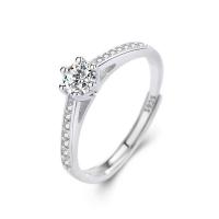 Thailand Sterling Silver Finger Ring, silver color plated, Adjustable & micro pave cubic zirconia & for woman, 16mm 