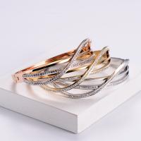 Stainless Steel Bangle, 304 Stainless Steel, polished, fashion jewelry & for woman & with rhinestone 