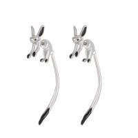 Zinc Alloy Split Earring, Fox, silver color plated, fashion jewelry & for woman, 48mm 